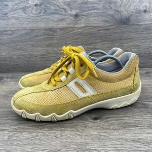 Hotter Stability+ Sneakers Womens 7.5 Yellow Suede Perforated Walking Shoes